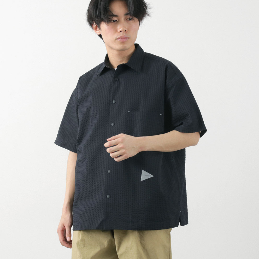 Y vagabundo / seca suave seersucker camisa de manga corta