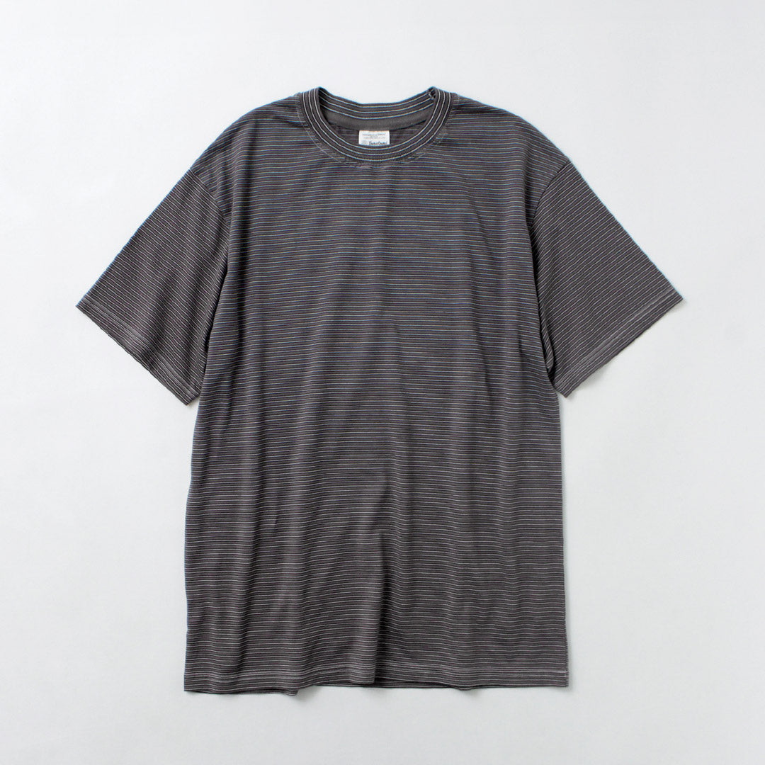 Yonetomi新基本 /服裝染料條紋T卹