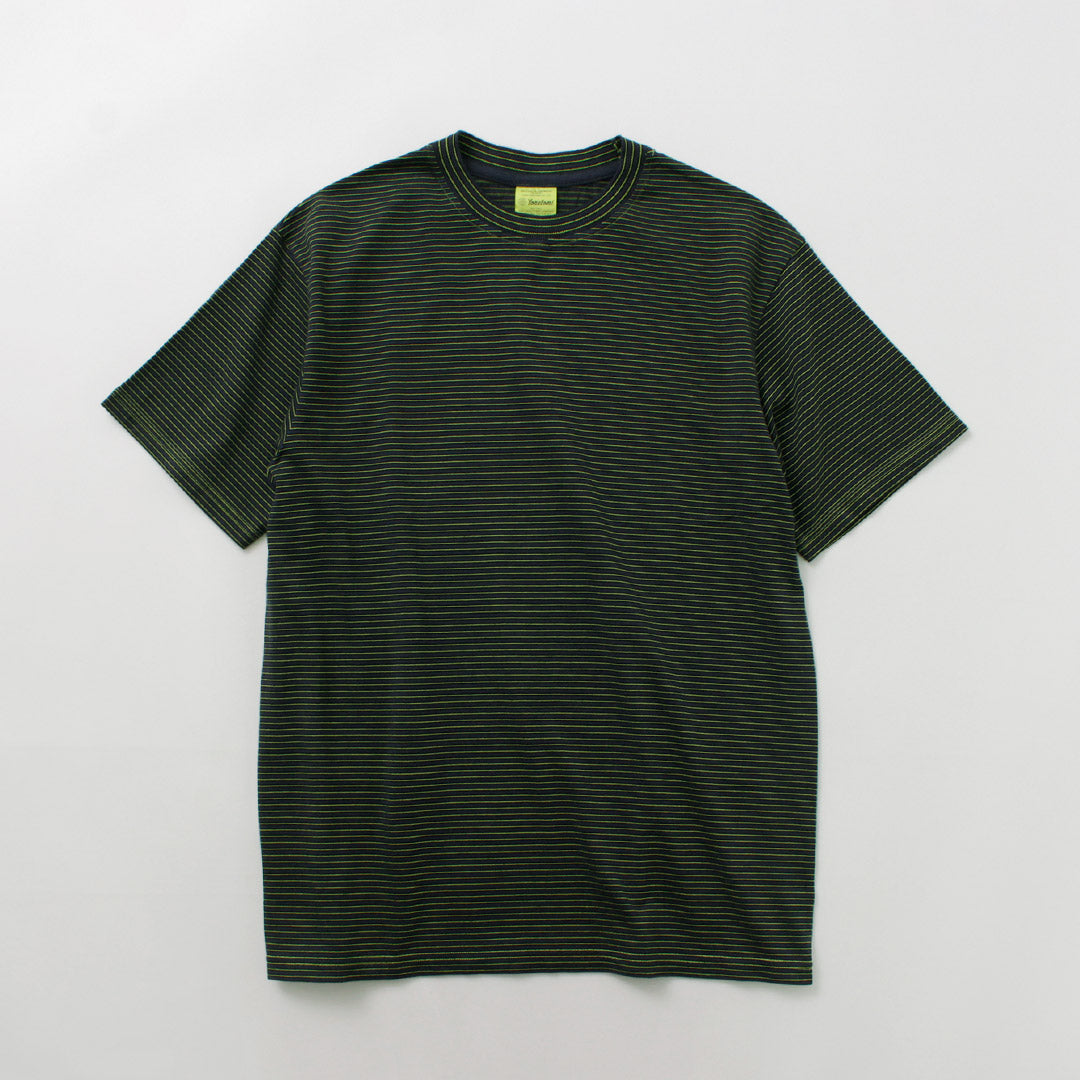 YONETOMI NEW BASIC / Garment Dye Striped T-Shirt