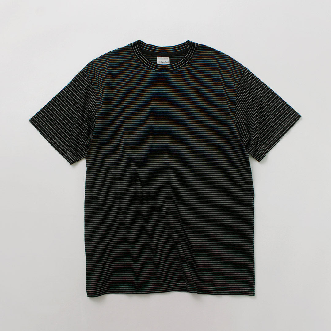 YONETOMI NEW BASIC / Garment Dye Striped T-Shirt