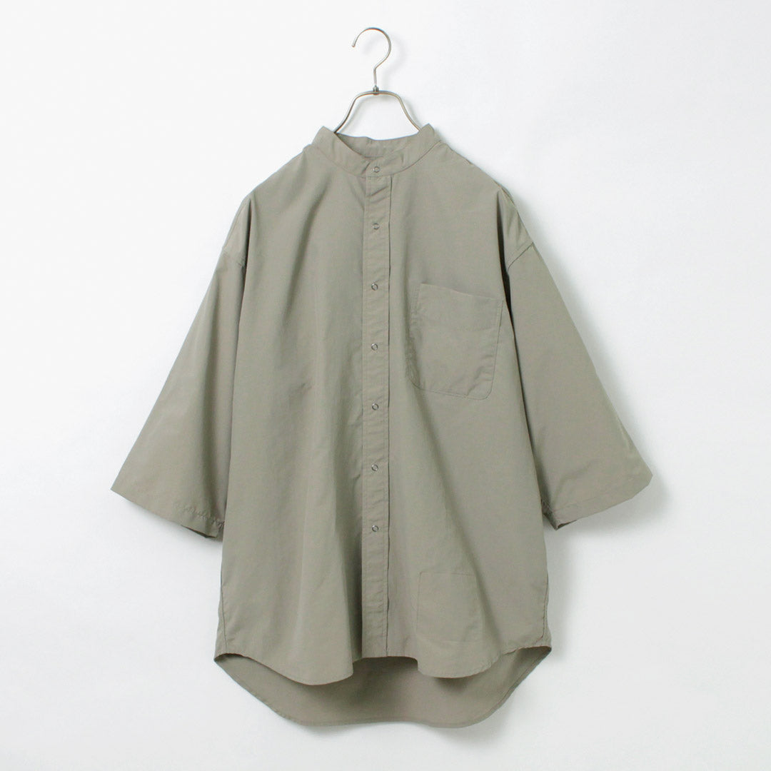 BURLAP OUTFITTER / 7/10 Sleeve Band Collar Shirt