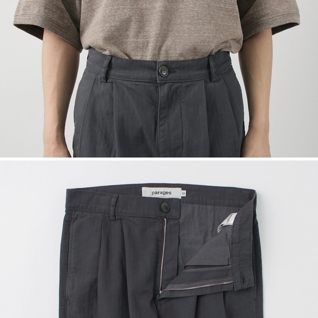 PARAGES / Double Pleated Pants Cotton