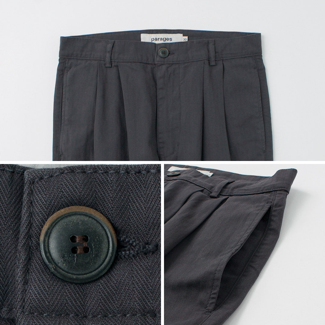 PARAGES / Double Pleated Pants Cotton