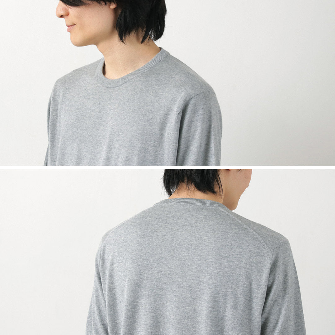 JOHN SMEDLEY / Sea Island Cotton 30 Gauge Crew Neck Knit