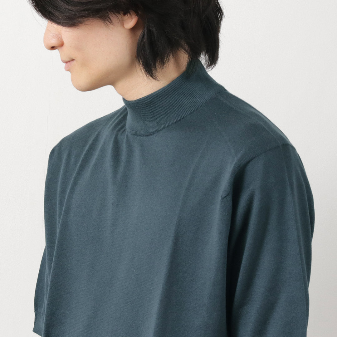 John Smedley / Sea Island Cotton 30 Made de coton Mock Neck Treen