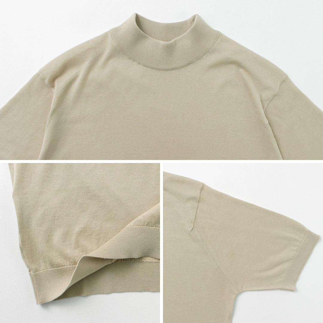 JOHN SMEDLEY / Sea Island Cotton 30 Gauge Mock Neck Knit