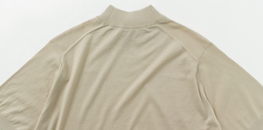 JOHN SMEDLEY / Sea Island Cotton 30 Gauge Mock Neck Knit