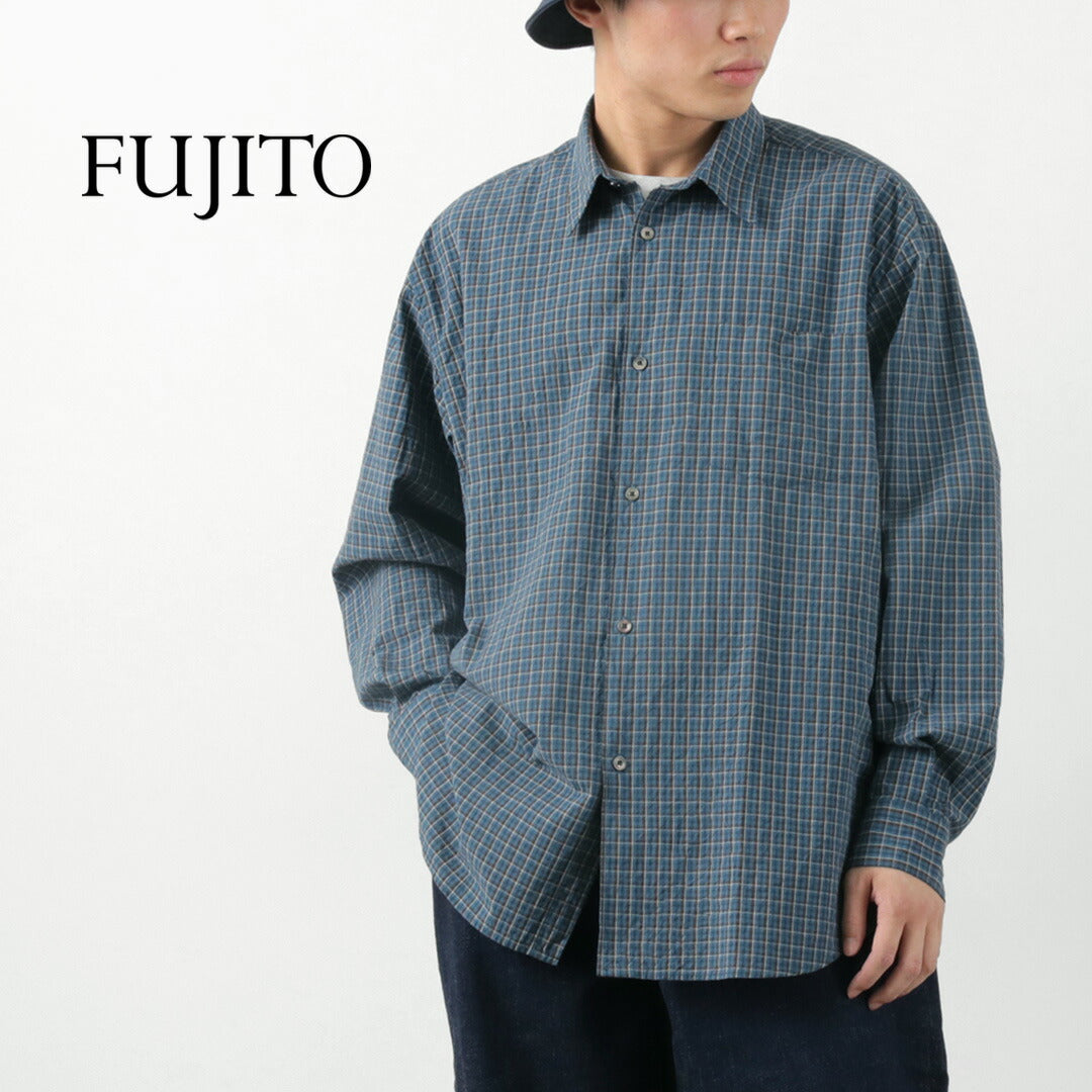 Fujito / camisa de gran tamaño pequeño cheque