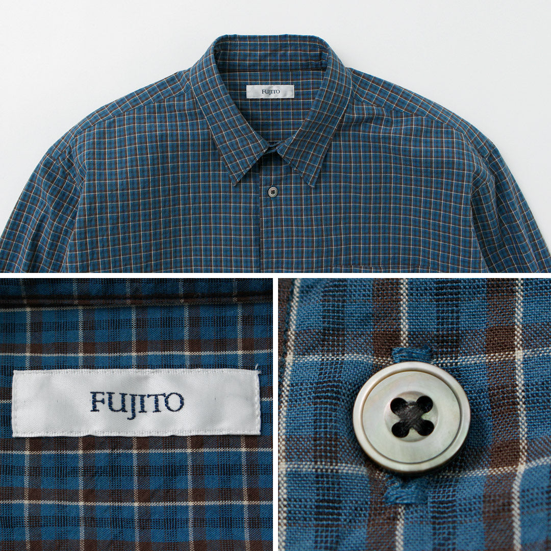 Fujito / camisa de gran tamaño pequeño cheque