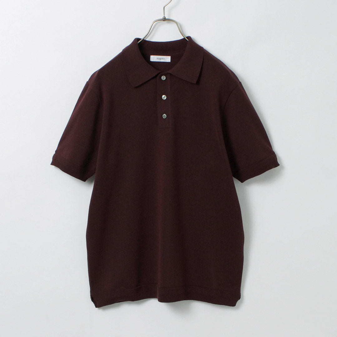 Fujito / Knit Polo易於固體領子