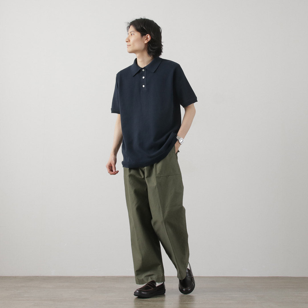 FUJITO / Knit Polo Easy Solid Collar