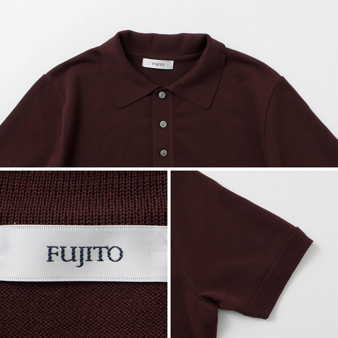 Fujito / Knit Polo易于固体领子