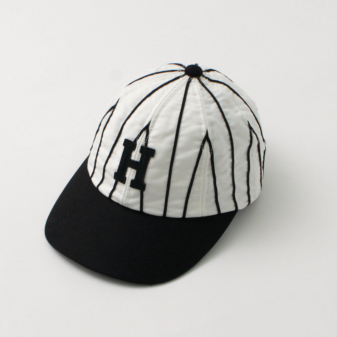 HICOSAKA / Striped 8 Panel Logo Cap