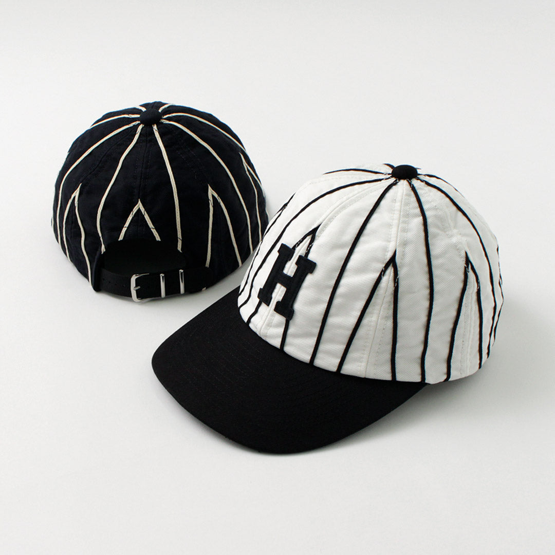 HICOSAKA / Striped 8 Panel Logo Cap