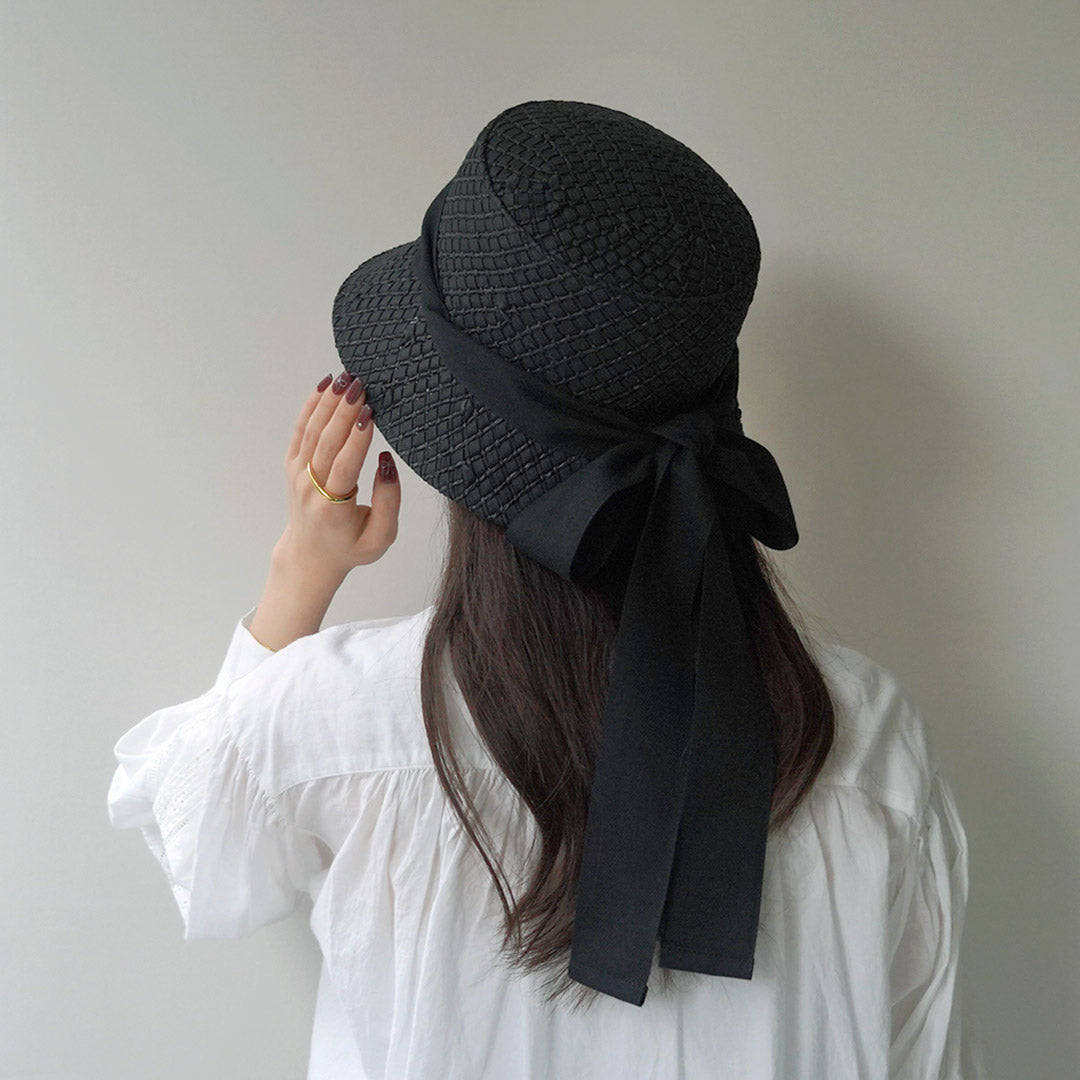 Hicosaka / Paper tricot Bucket Ribbon chapeau