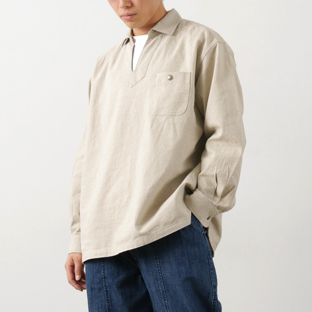 Barns / Cotton Linen Skipper Button funciona conCho Camisa