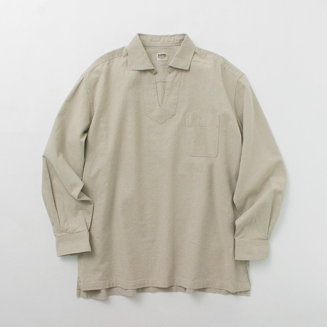 BARNS / Cotton linen skipper button works concho shirt