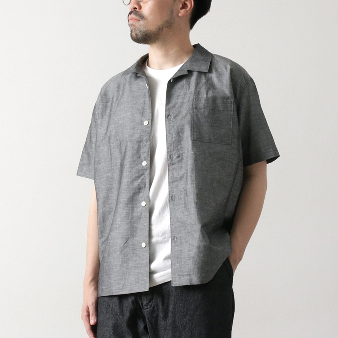 Re fait à Tokyo Japan / Herdmans Linen Open Collar Shirt