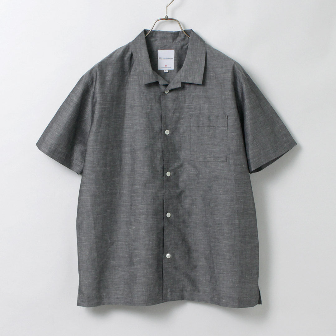 Re fait à Tokyo Japan / Herdmans Linen Open Collar Shirt