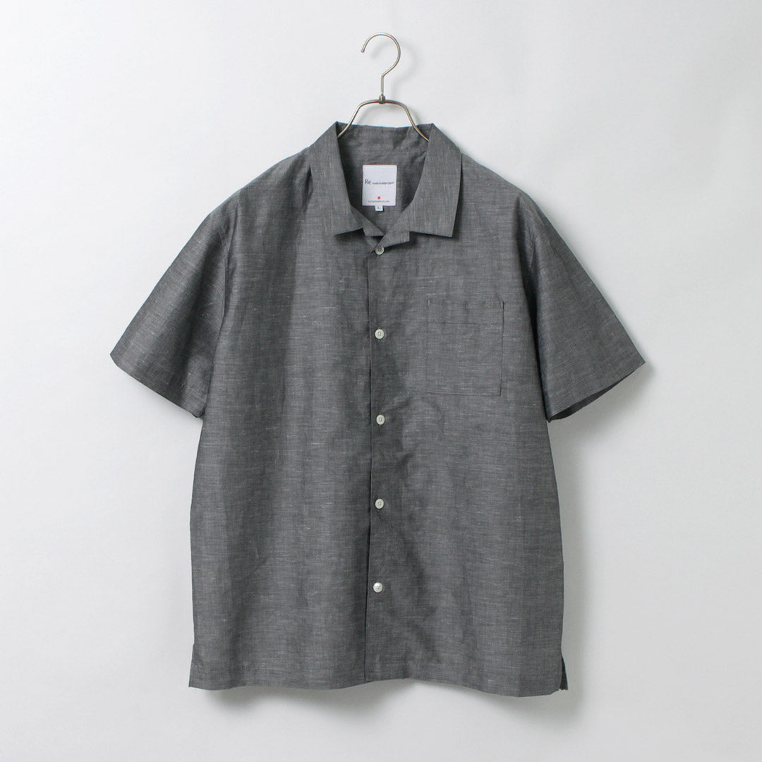 Re fait à Tokyo Japan / Herdmans Linen Open Collar Shirt