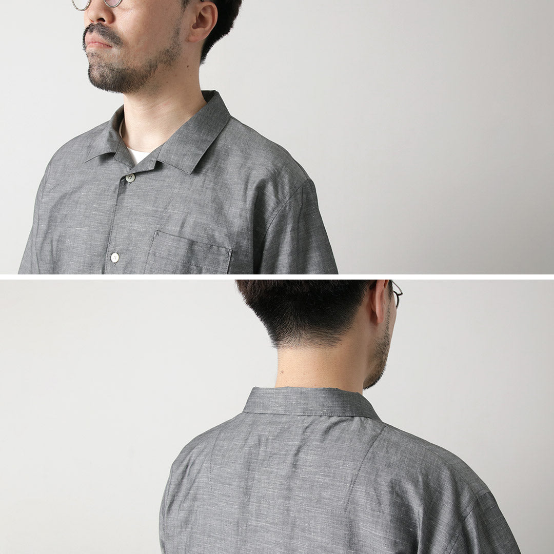 Re fait à Tokyo Japan / Herdmans Linen Open Collar Shirt