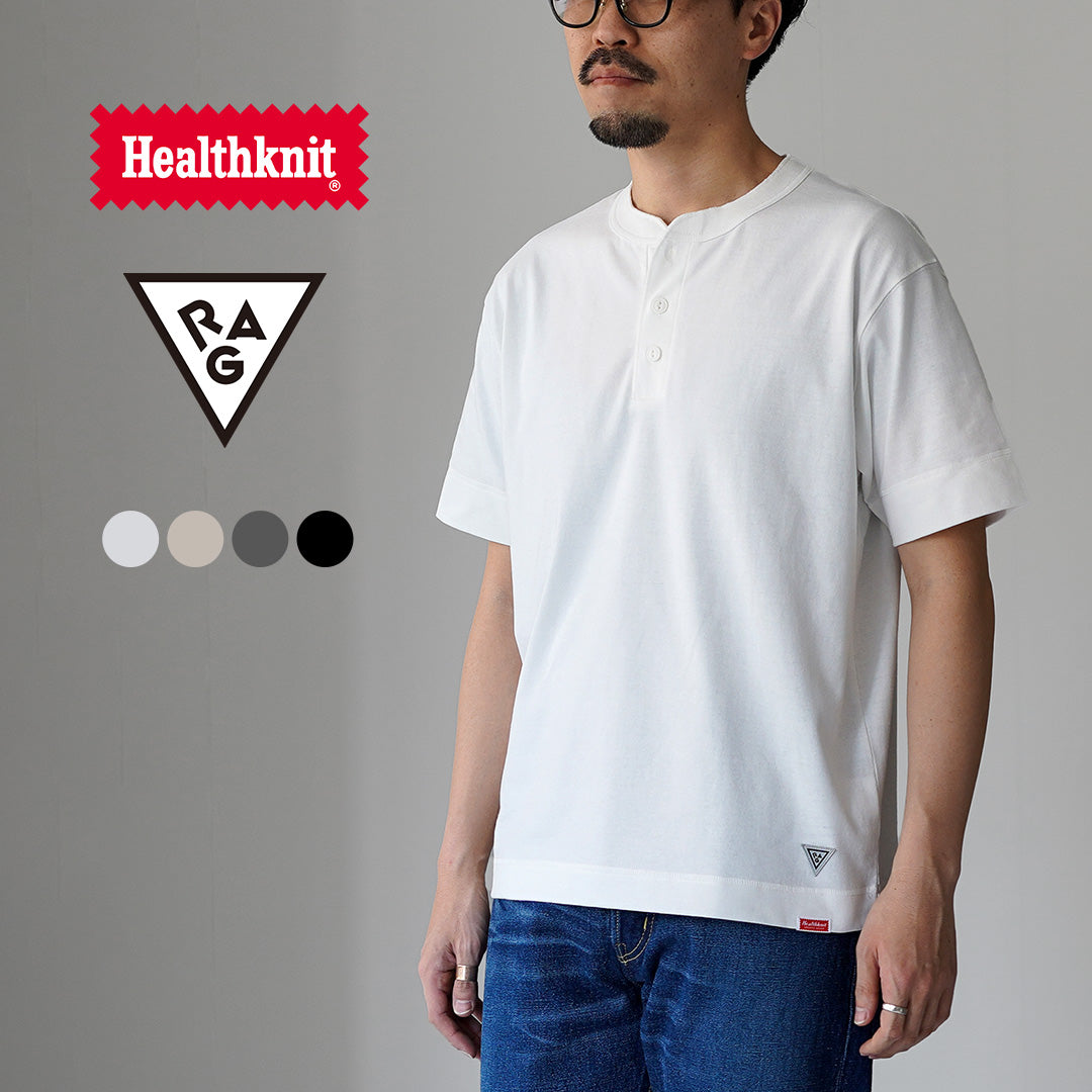 HEALTHKNIT / RAG Collaboration Open-End Dry Jersey Henley Neck T-shirt