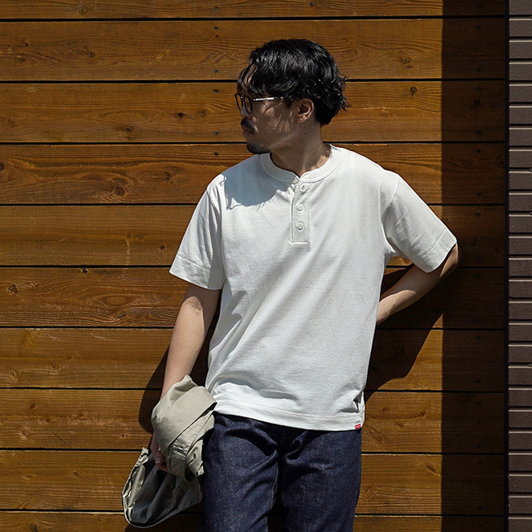 HEALTHKNIT / RAG Collaboration Open-End Dry Jersey Henley Neck T-shirt