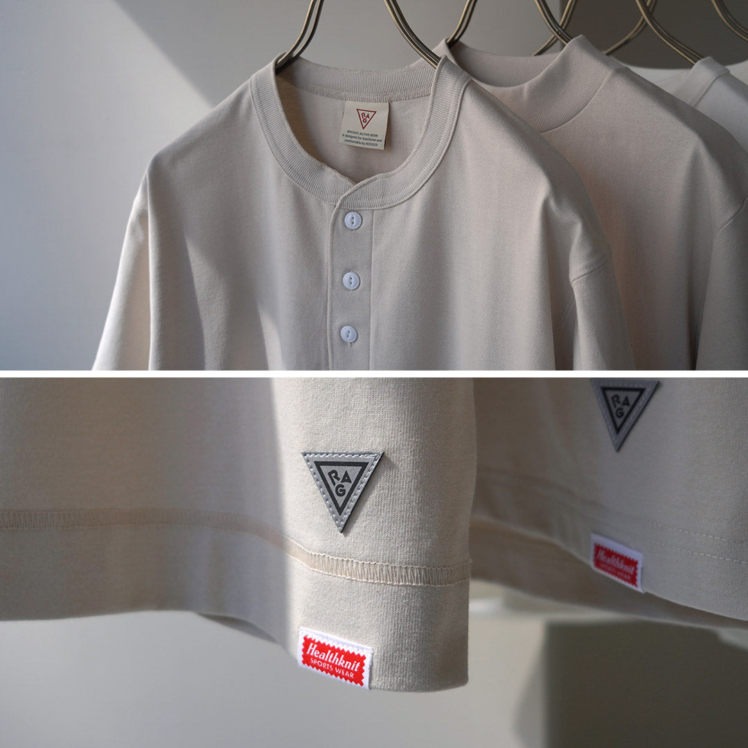 HEALTHKNIT / RAG Collaboration Open-End Dry Jersey Henley Neck T-shirt