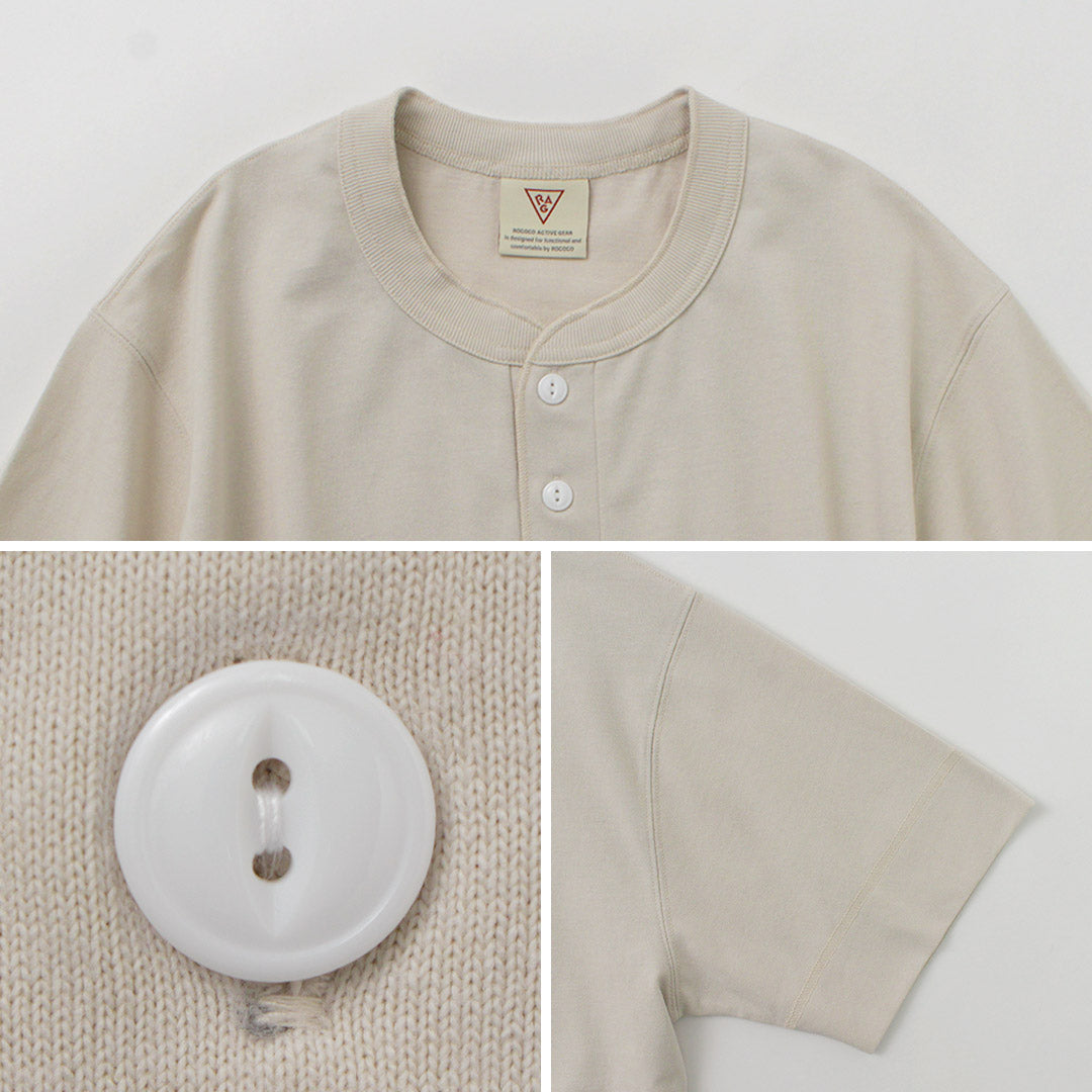 HEALTHKNIT / RAG Collaboration Open-End Dry Jersey Henley Neck T-shirt