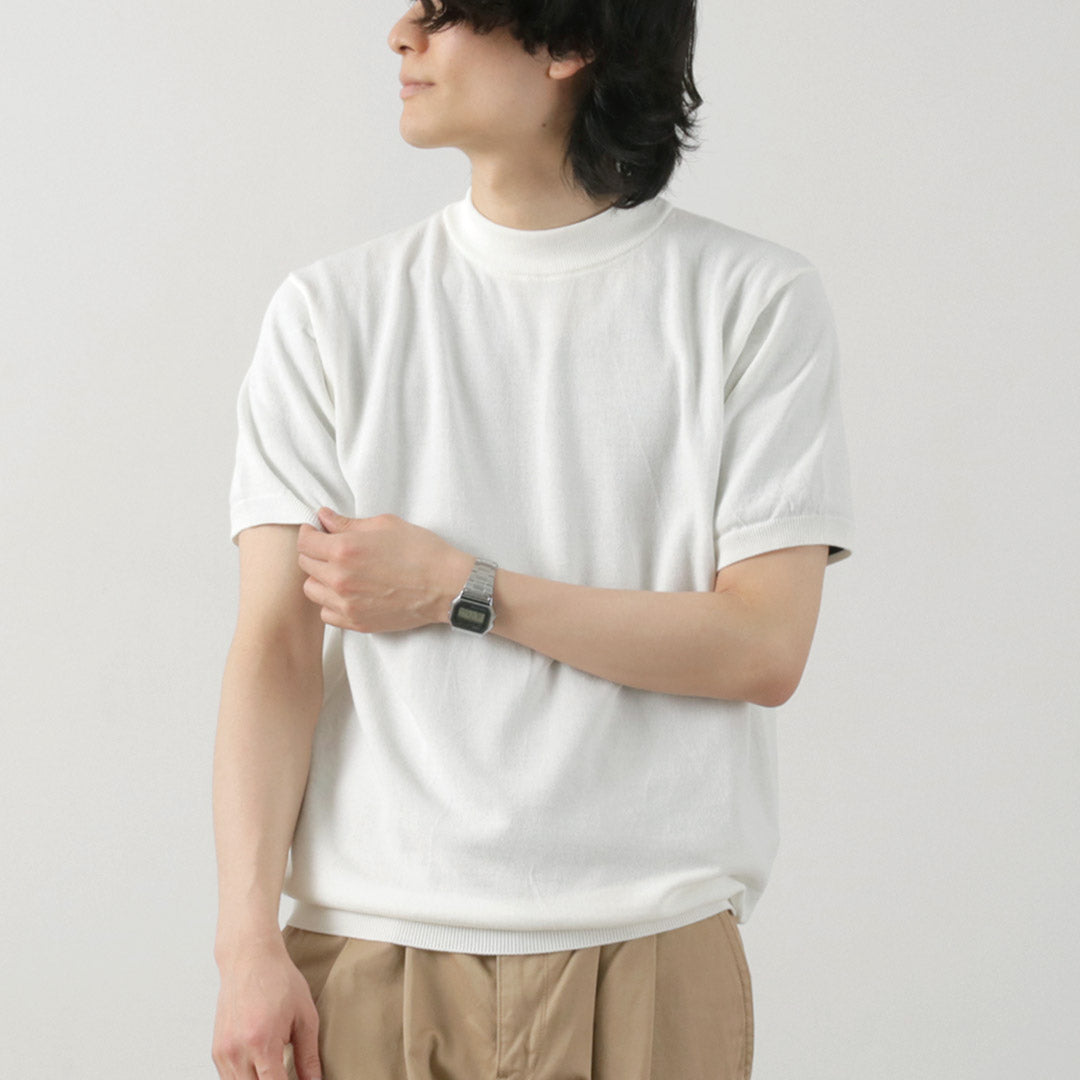 MOONCASTLE / Ice Cotton Mock Neck Short Sleeve Knit Tee