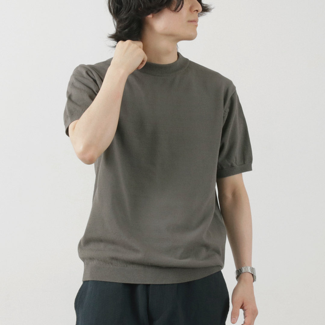 MOONCASTLE / Ice Cotton Mock Neck Short Sleeve Knit Tee