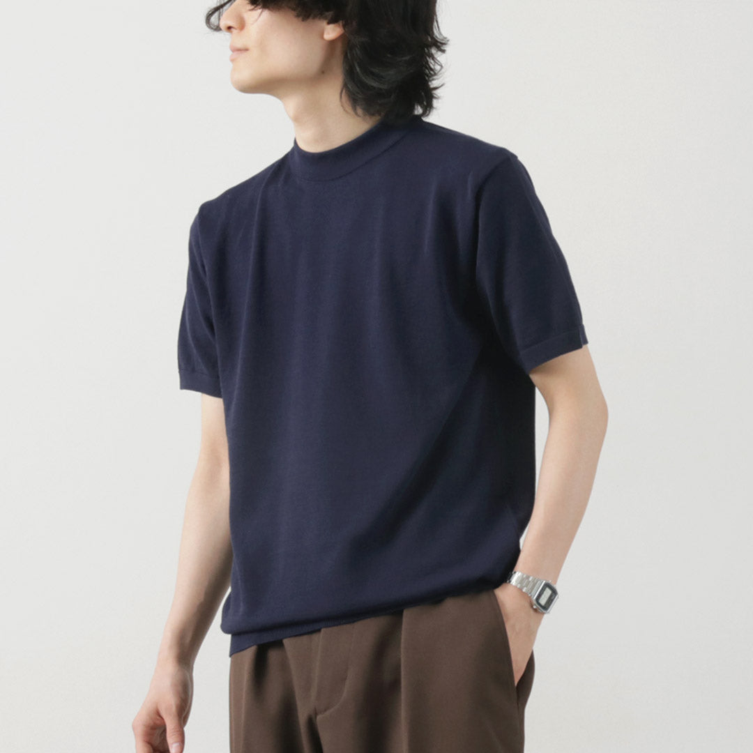 MOONCASTLE / Ice Cotton Mock Neck Short Sleeve Knit Tee