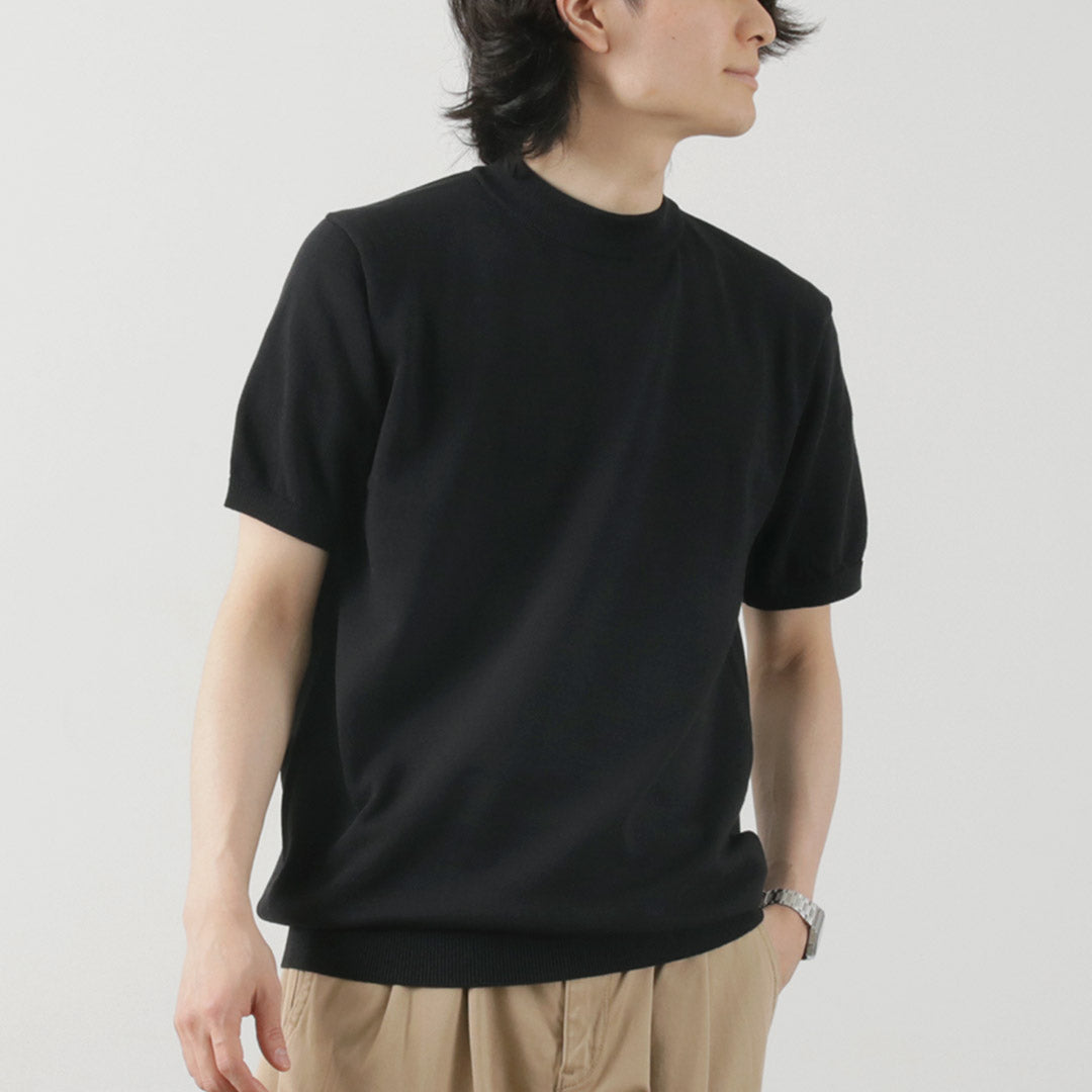 MOONCASTLE / Ice Cotton Mock Neck Short Sleeve Knit Tee