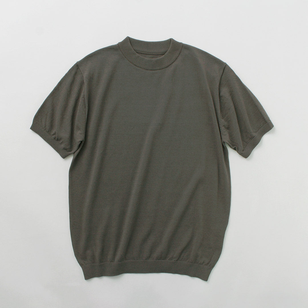 MOONCASTLE / Ice Cotton Mock Neck Short Sleeve Knit Tee