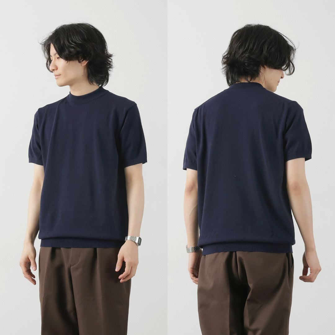 MOONCASTLE / Ice Cotton Mock Neck Short Sleeve Knit Tee