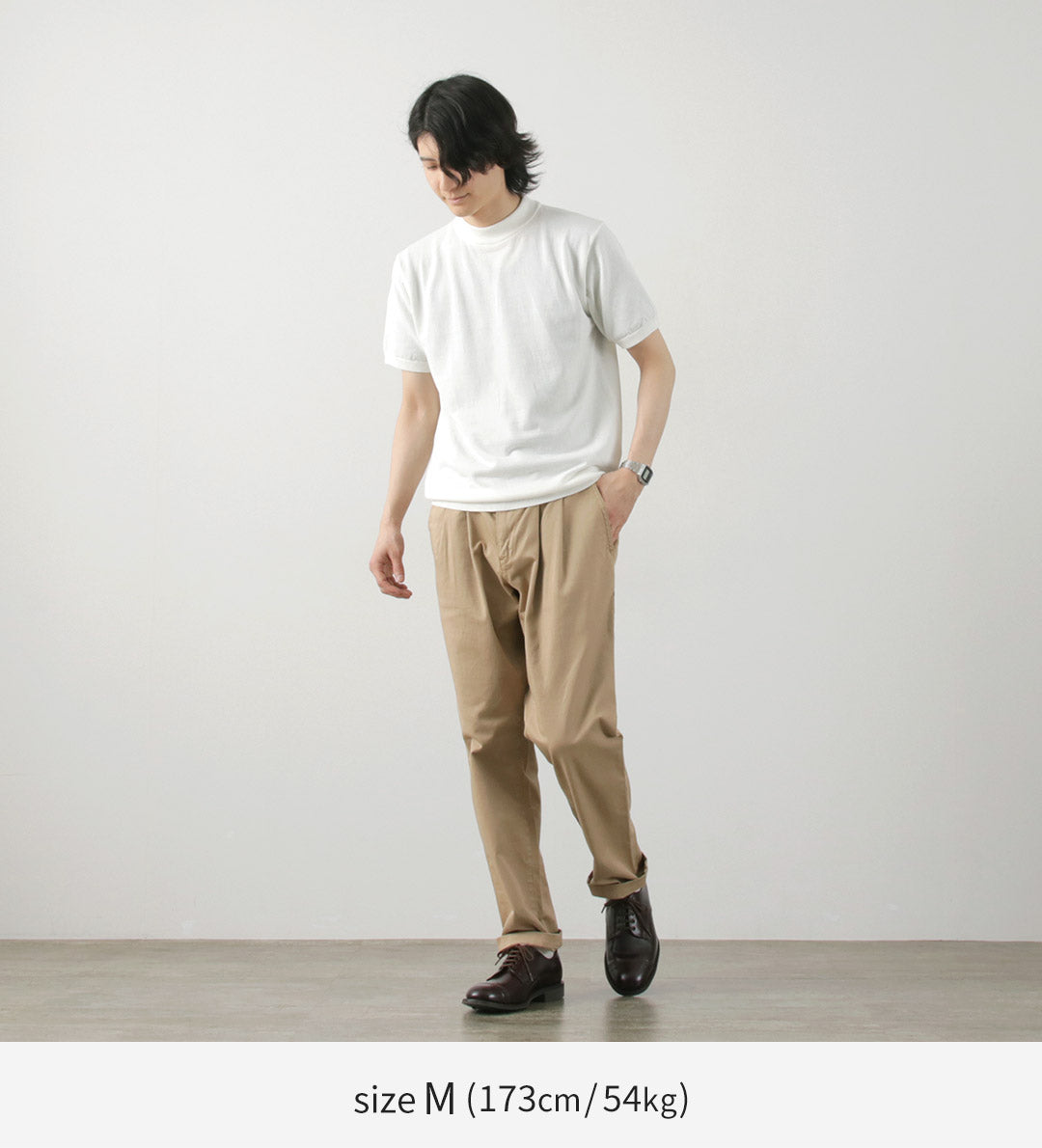 MOONCASTLE / Ice Cotton Mock Neck Short Sleeve Knit Tee