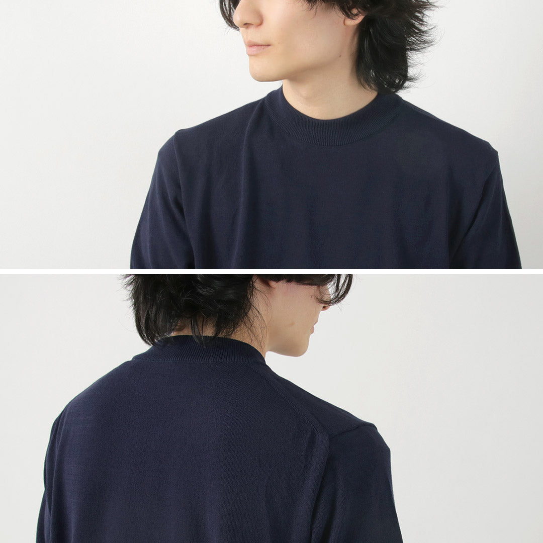 MOONCASTLE / Ice Cotton Mock Neck Short Sleeve Knit Tee