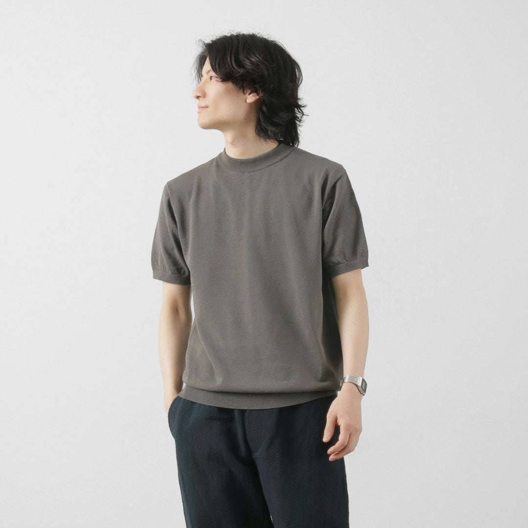 Mooncastle / Ice Cotton Mock Neck Short Sleeve Knit Tee