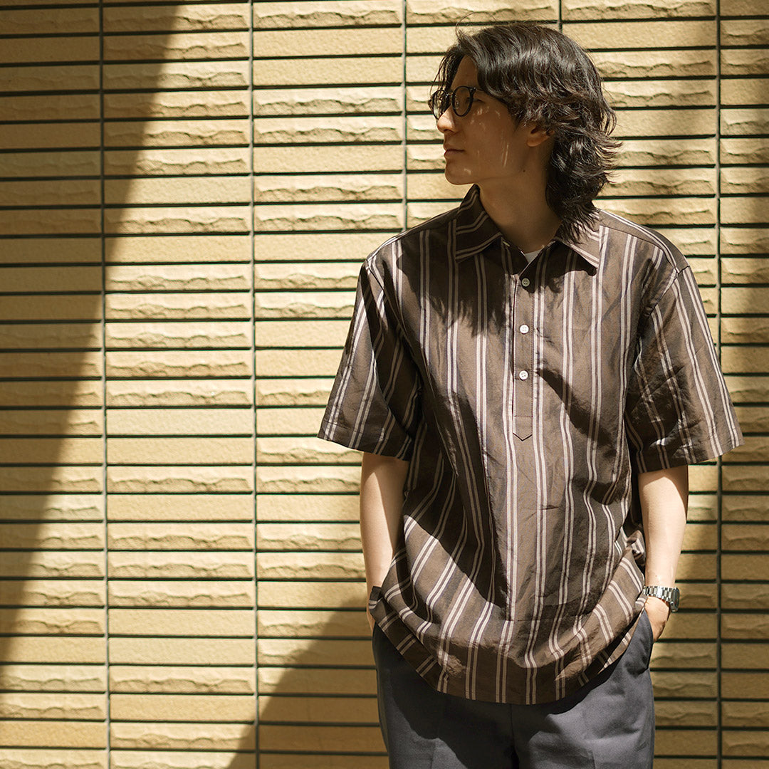 ROCOCO / Cupro linen woven poloshirt