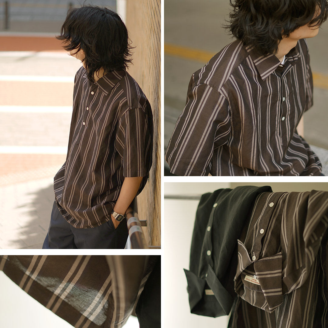 ROCOCO / Cupro linen woven poloshirt