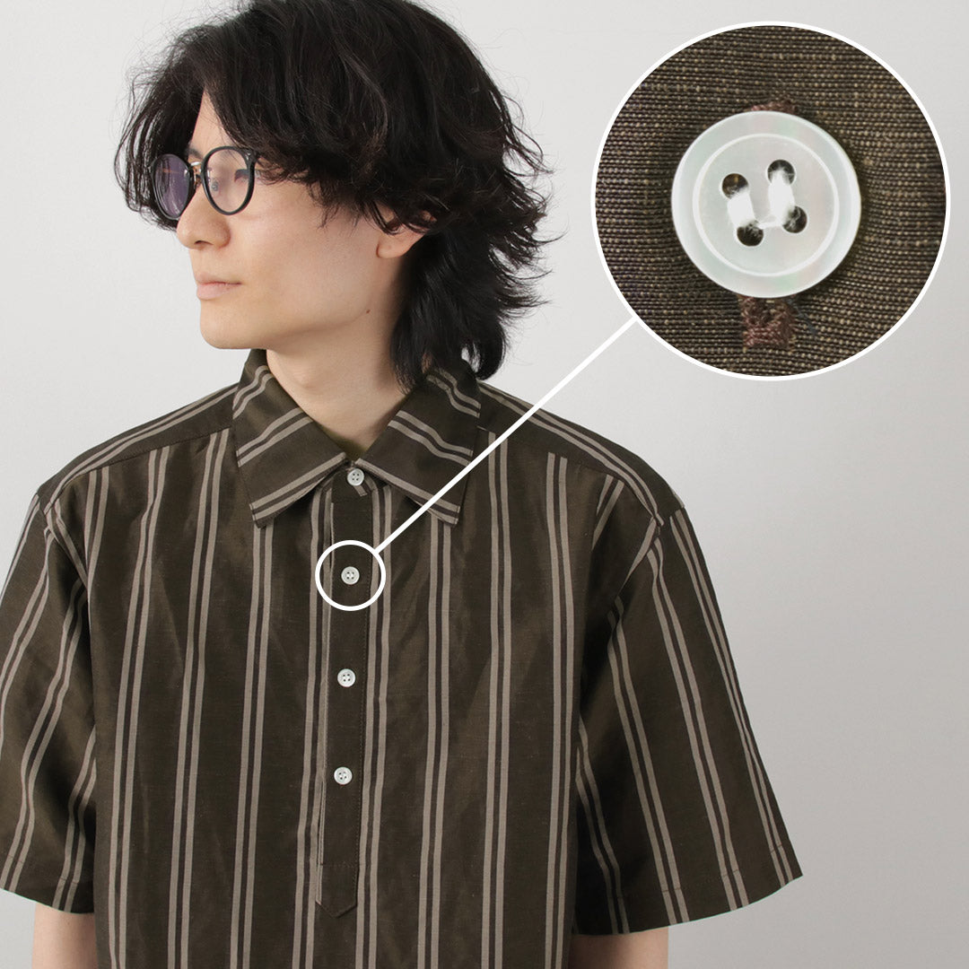 ROCOCO / Cupro linen woven poloshirt