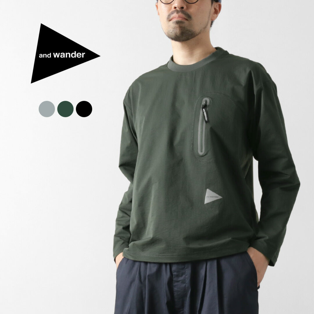 AND WANDER / Hybrid Warm Pocket Long Sleeve T-Shirt