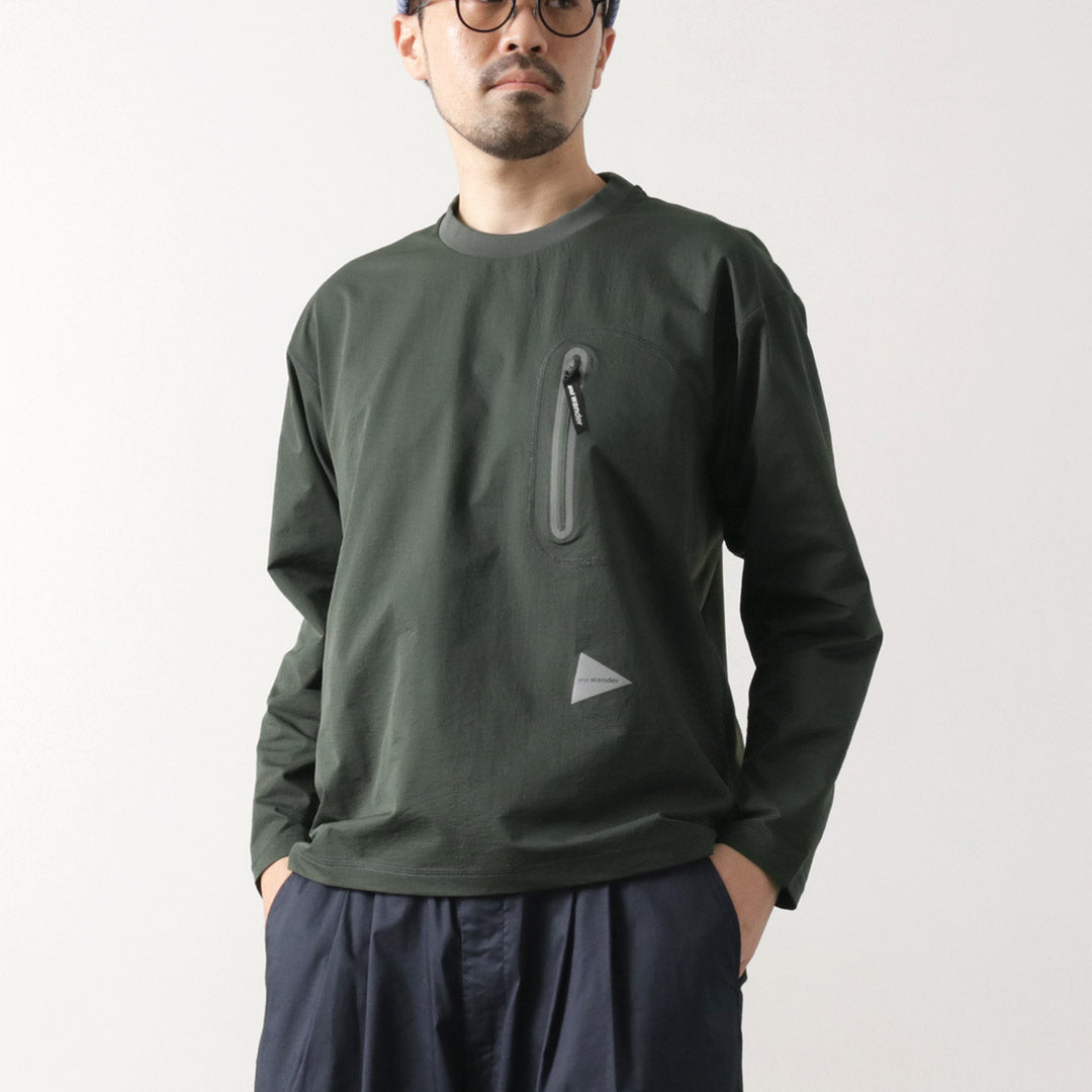 AND WANDER / Hybrid Warm Pocket Long Sleeve T-Shirt