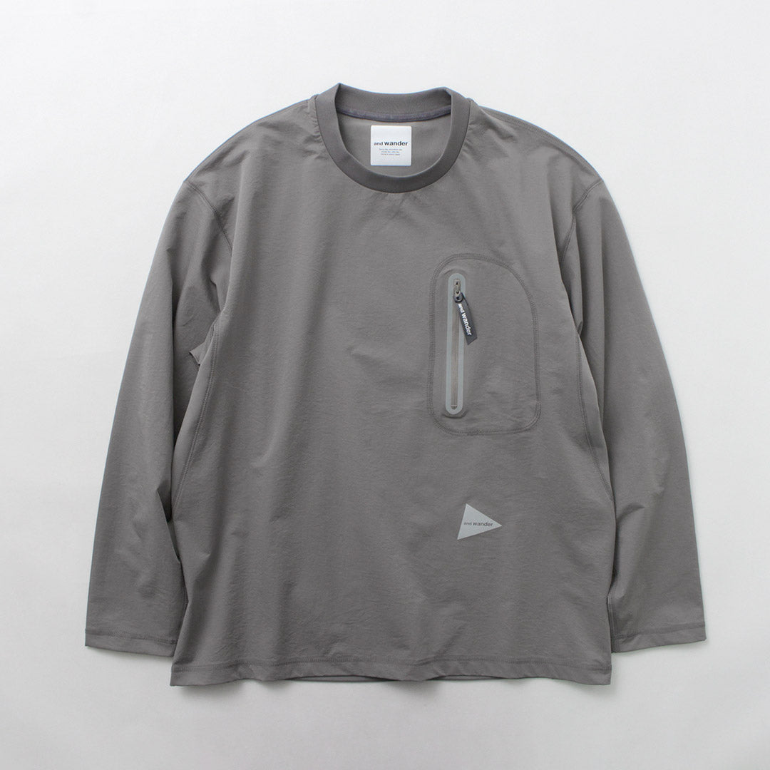 AND WANDER / Hybrid Warm Pocket Long Sleeve T-Shirt