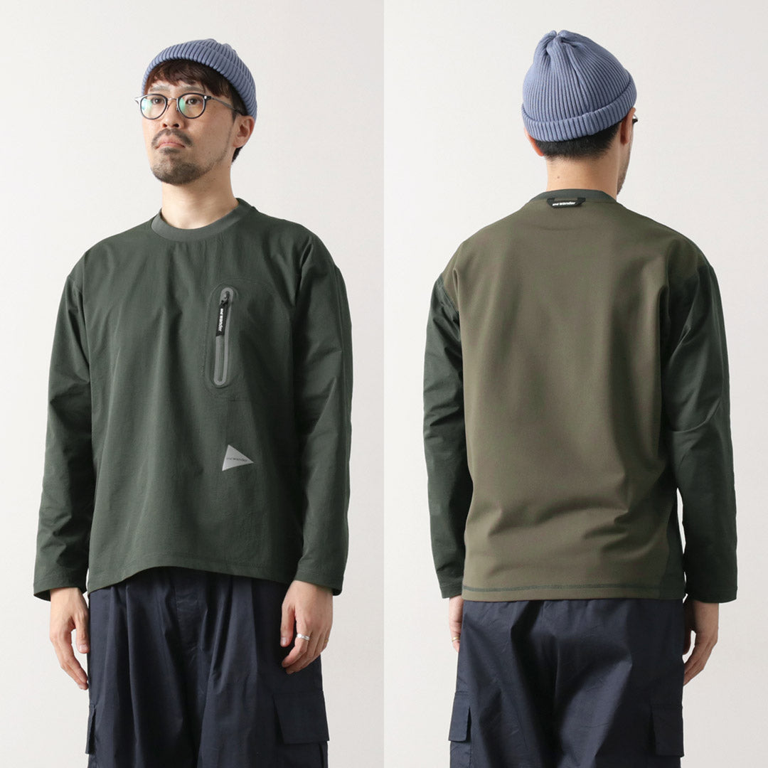 AND WANDER / Hybrid Warm Pocket Long Sleeve T-Shirt