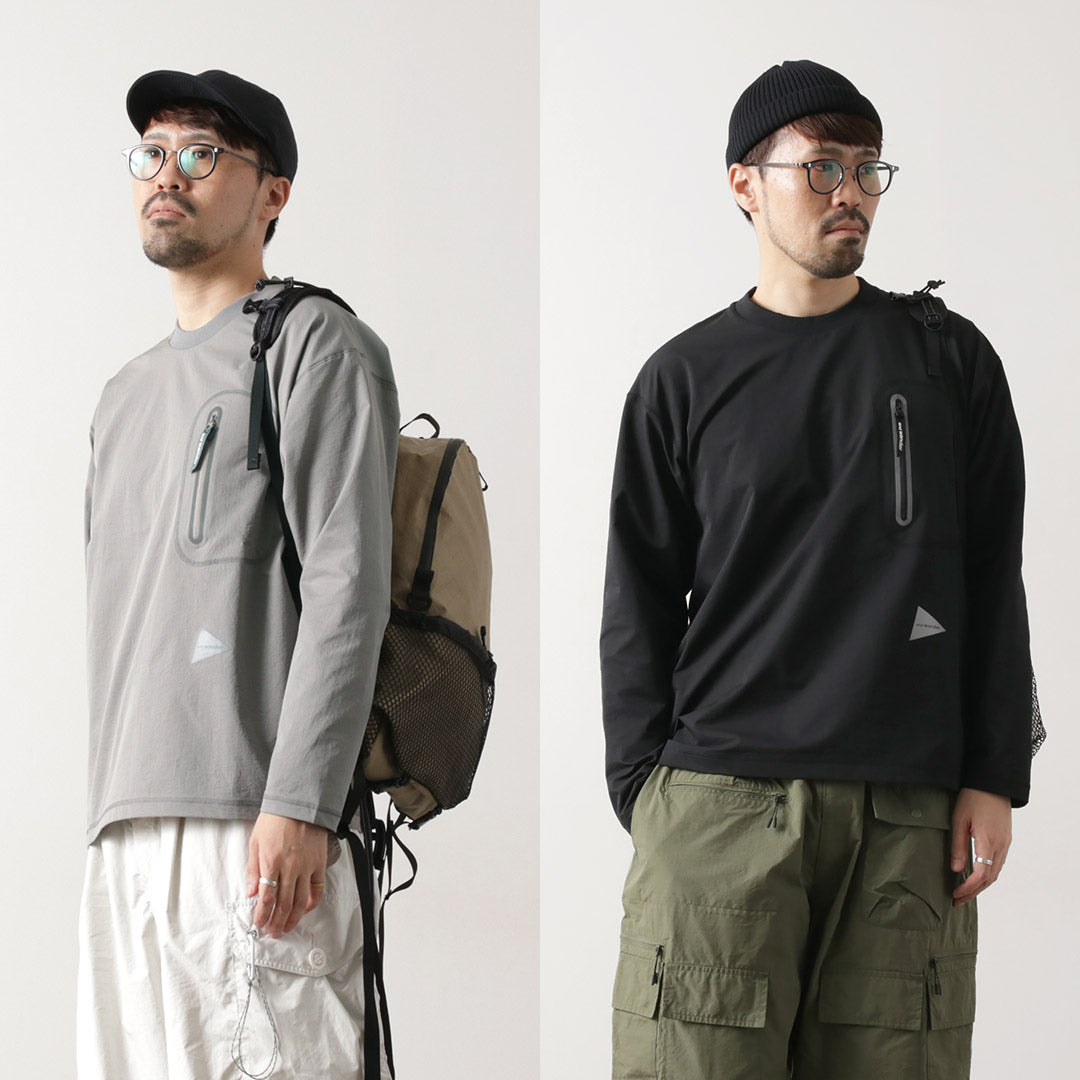 AND WANDER / Hybrid Warm Pocket Long Sleeve T-Shirt