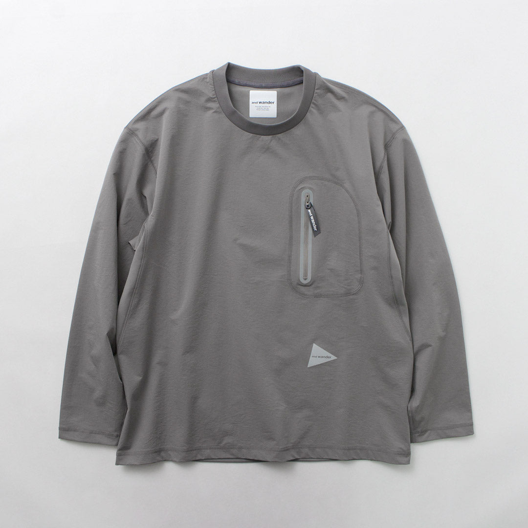 AND WANDER / Hybrid Warm Pocket Long Sleeve T-Shirt