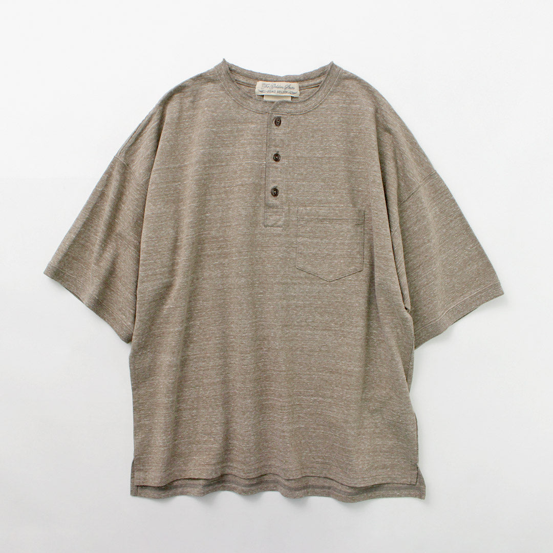 Remi Relief / Melange Jersey Camiseta de bolsillo Henley Neck de manga corta