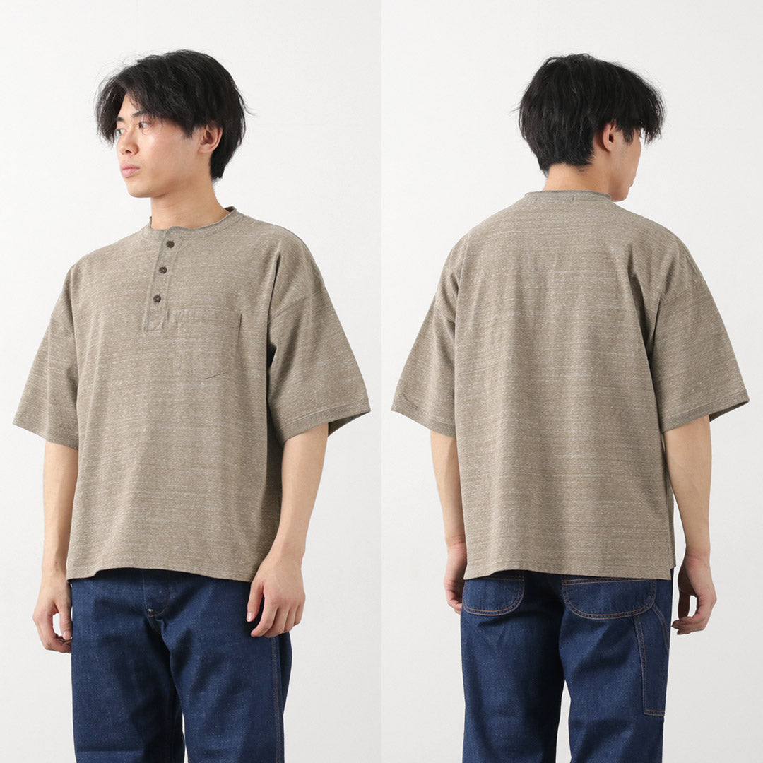 Remi Relief / Melange球衣短袖Henley Neck Pocket T恤