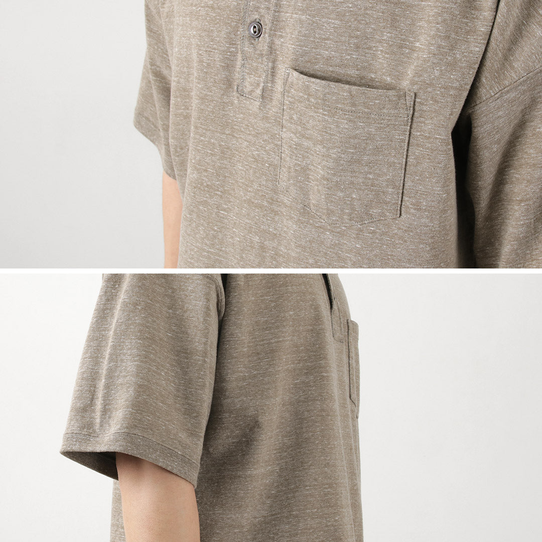 Remi Relief / Melange球衣短袖Henley Neck Pocket T卹